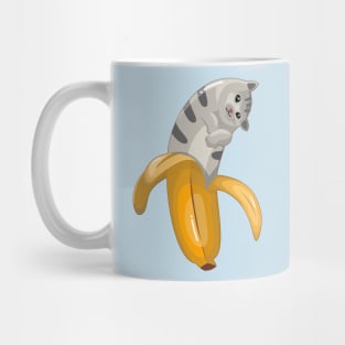 Cute Banana Gray Tabby Cat Mug